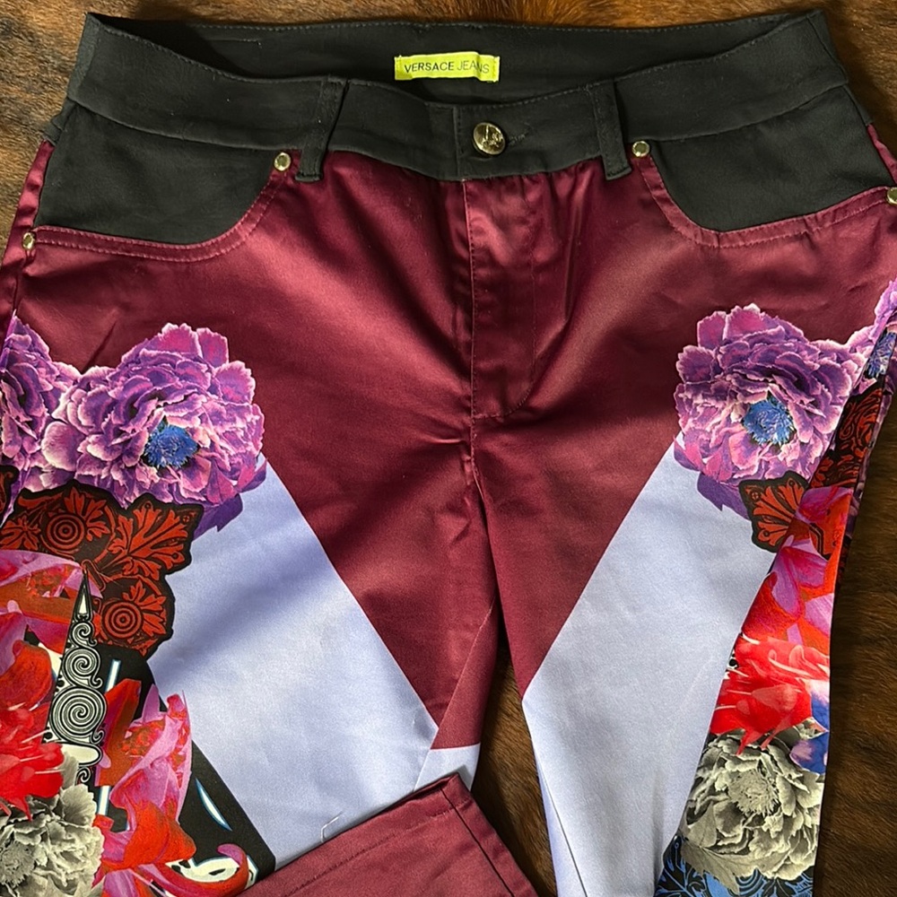 Versace Women's Straight Leg Jeans - Multicolor Floral Design